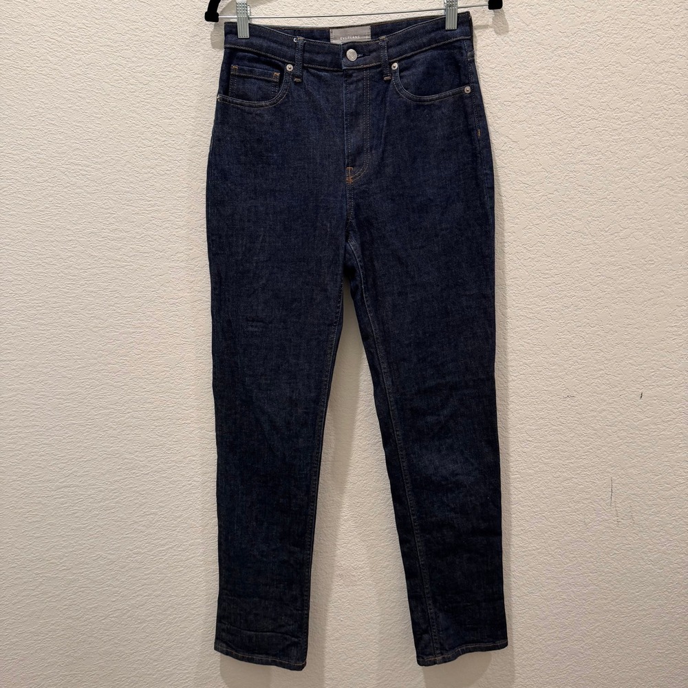 Everlane The High Rise Straight Jean Dark Indigo Denim Pants Size 27 Regular